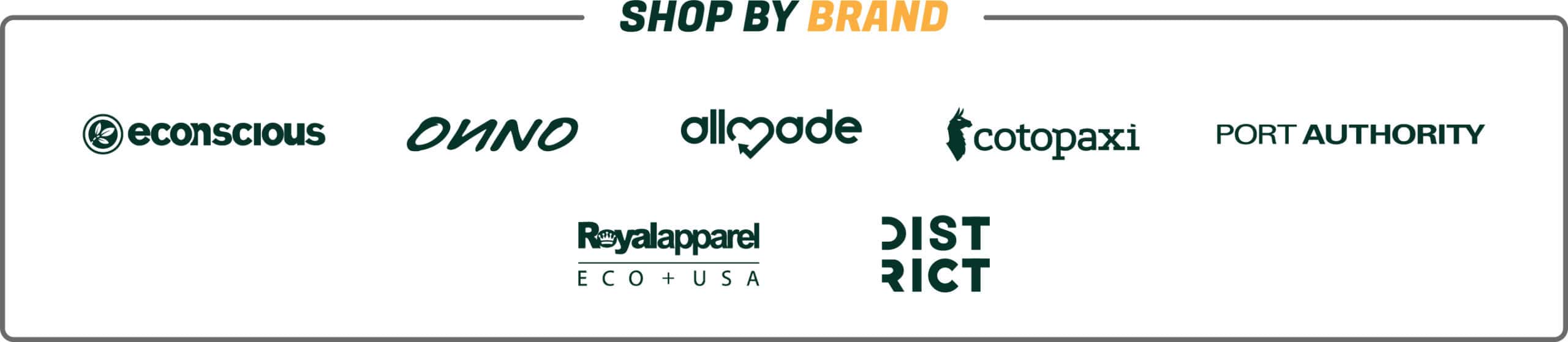 Custom green tees displayed with various brand logos on a white background.
