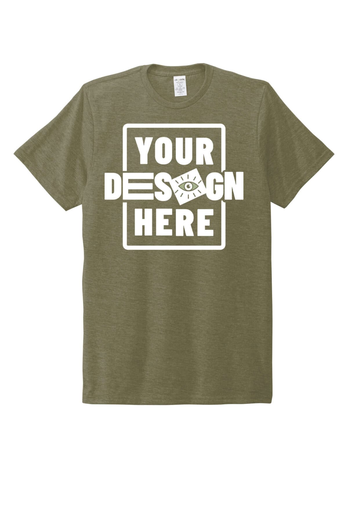 Custom green unisex tri-blend tee with customizable design area.