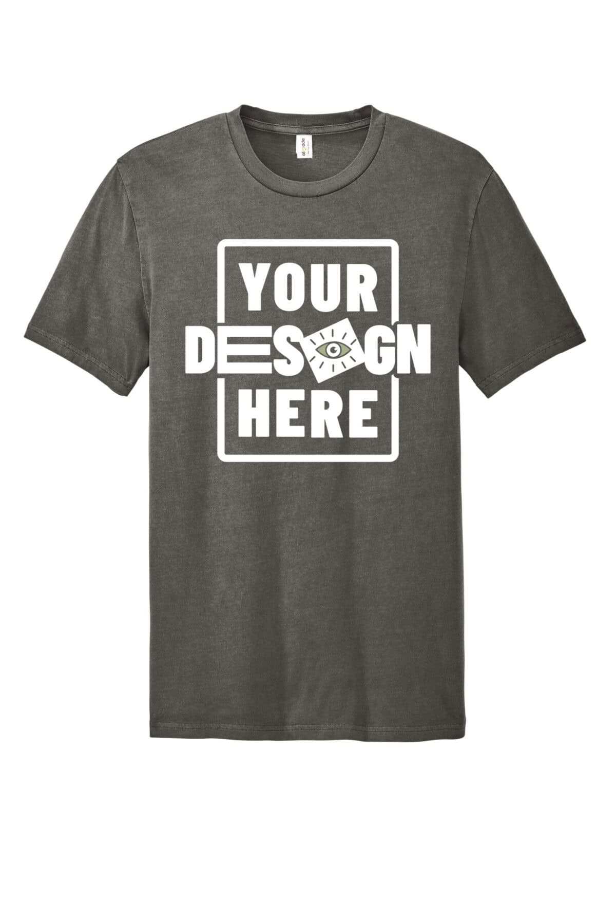 Custom green tee with customizable design area for branding or artwork.