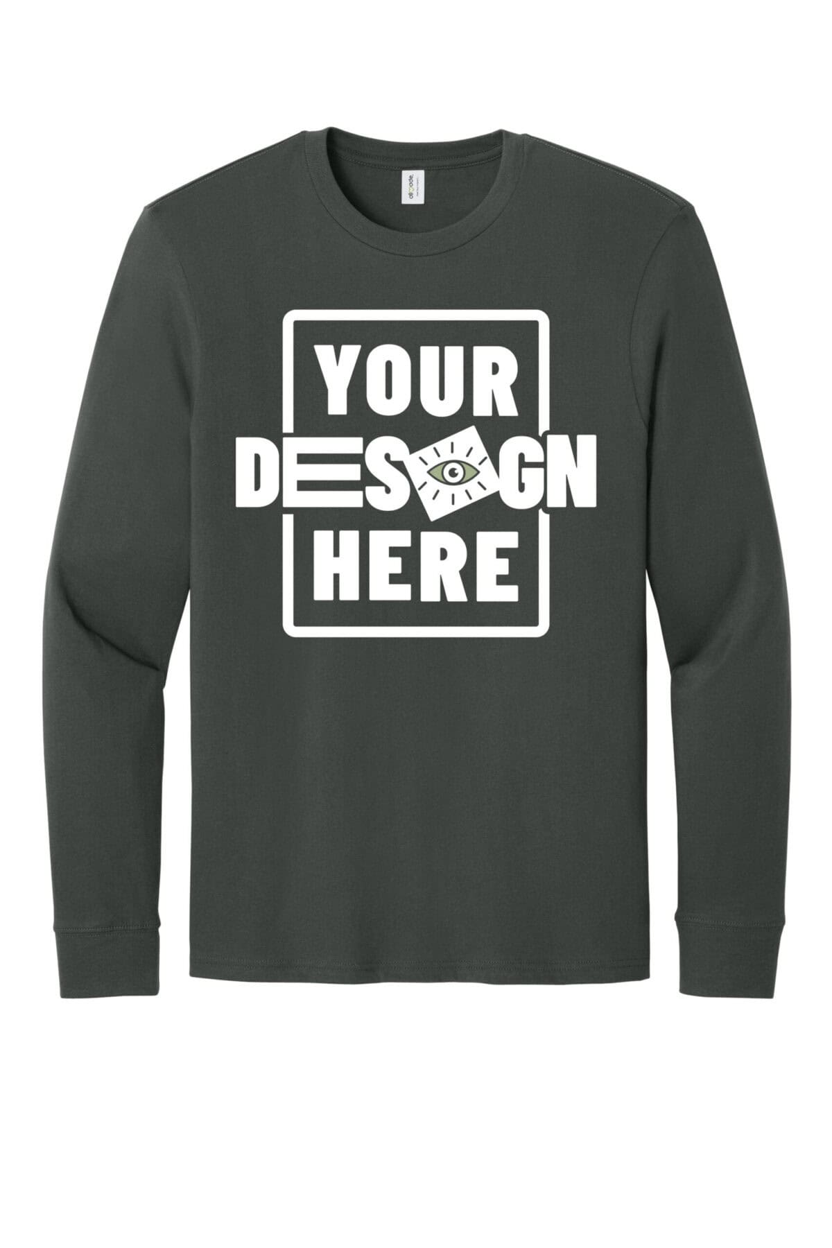 Custom green sweatshirt with customizable design area for branding or artwork.