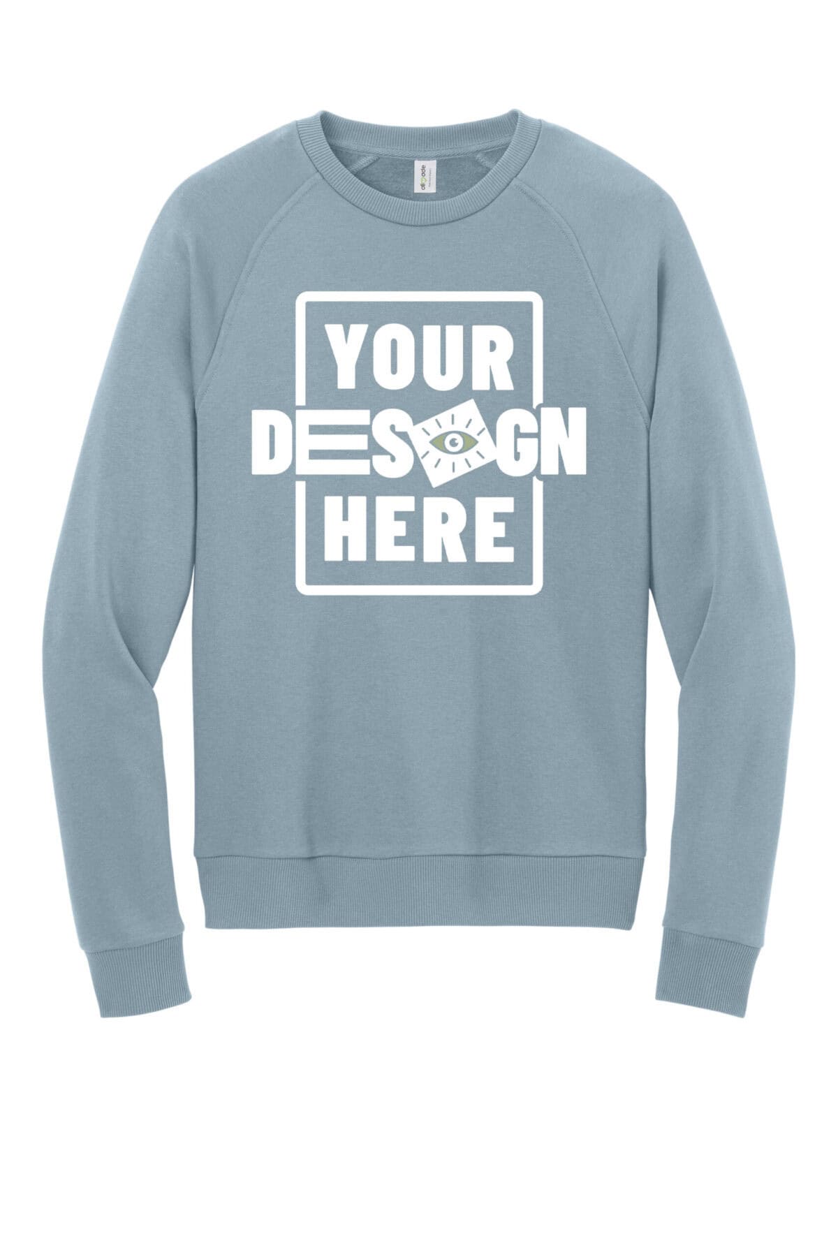 Custom green unisex sweatshirt with customizable design space for branding.