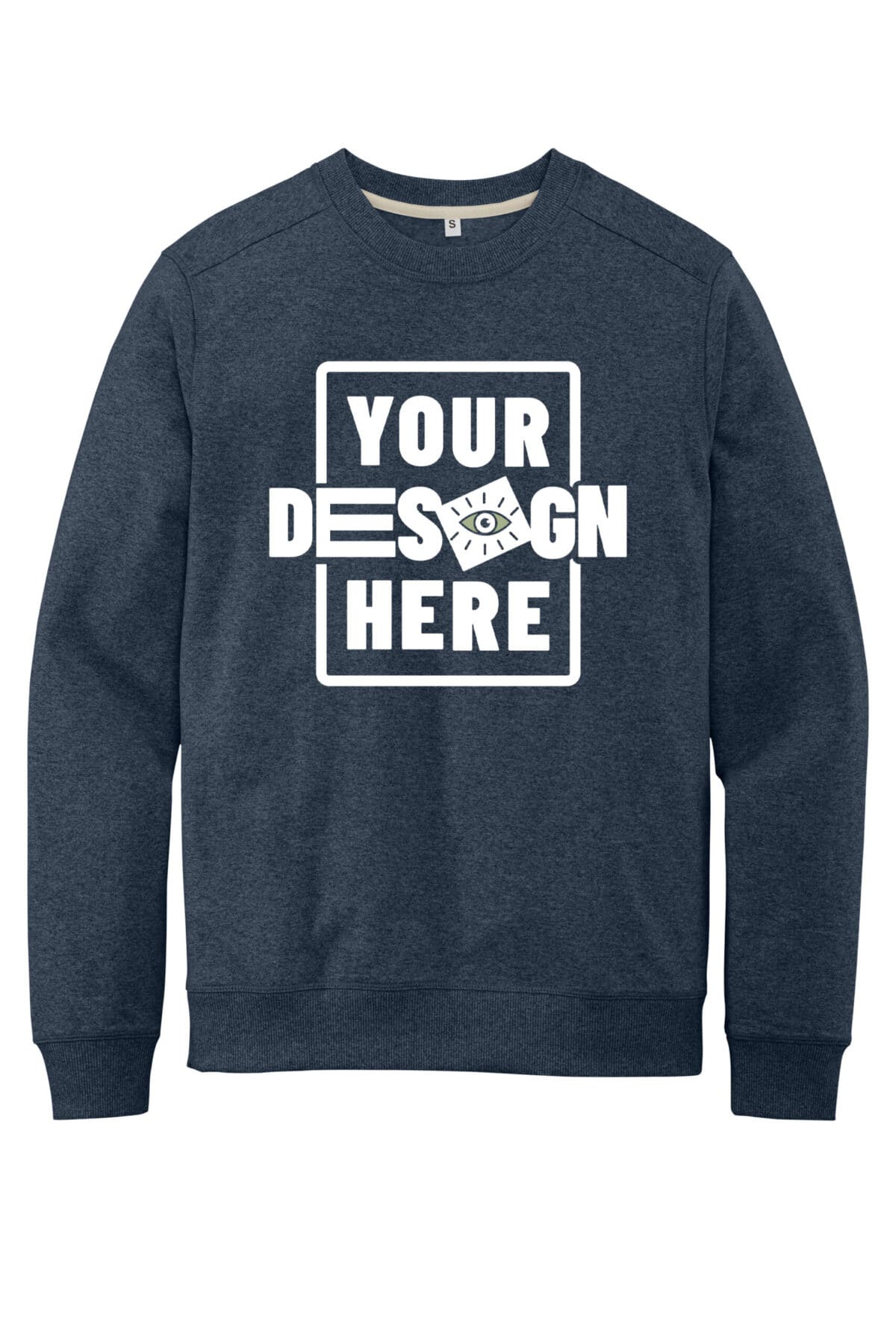 Custom green fleece crewneck sweatshirt with customizable design space.