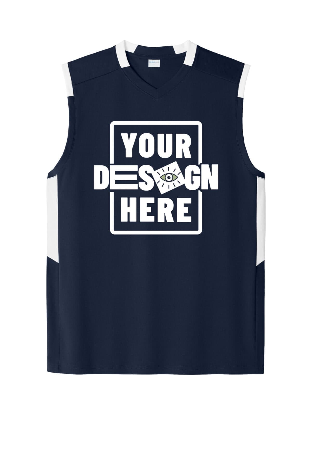 Custom green sleeveless athletic jersey with customizable front design.