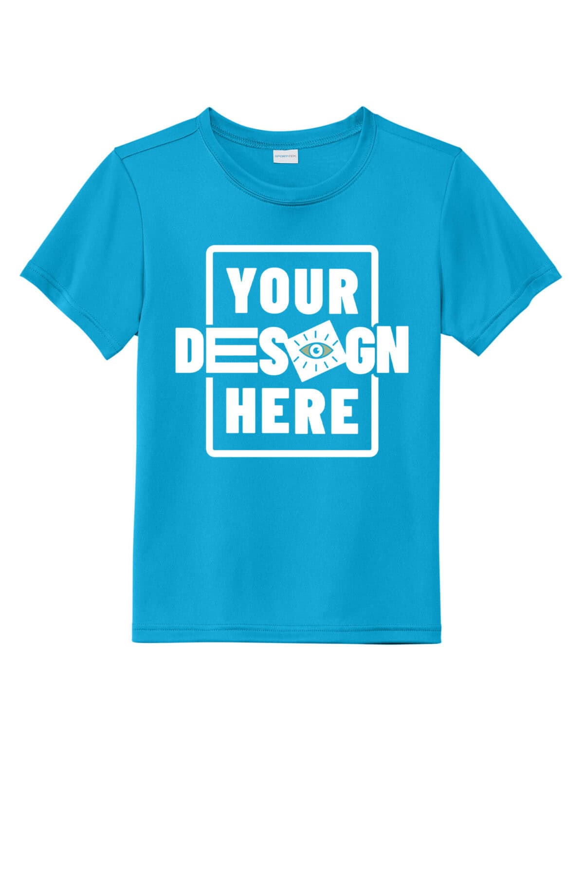 Custom green T-shirt with customizable design space for branding or artwork.