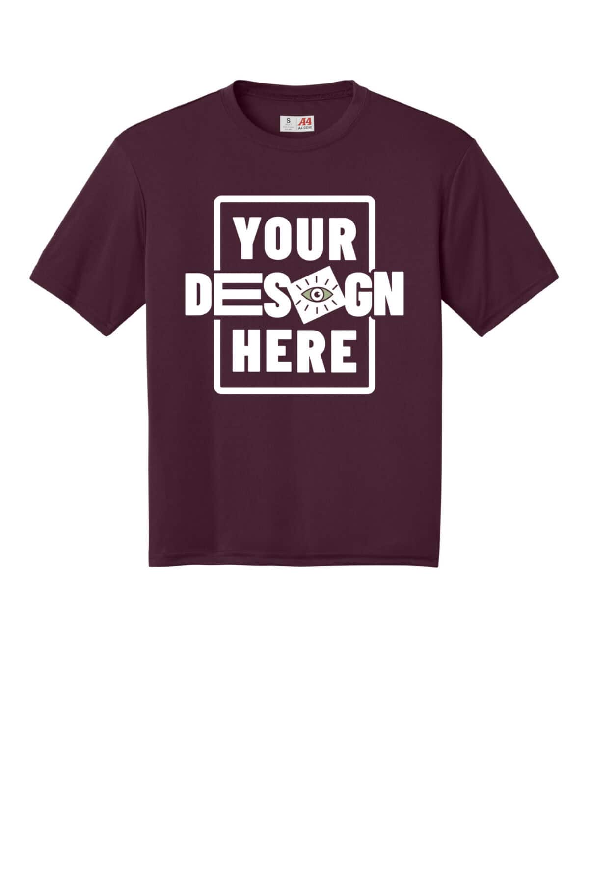 Custom green tee shirt with customizable design space for branding or artwork.