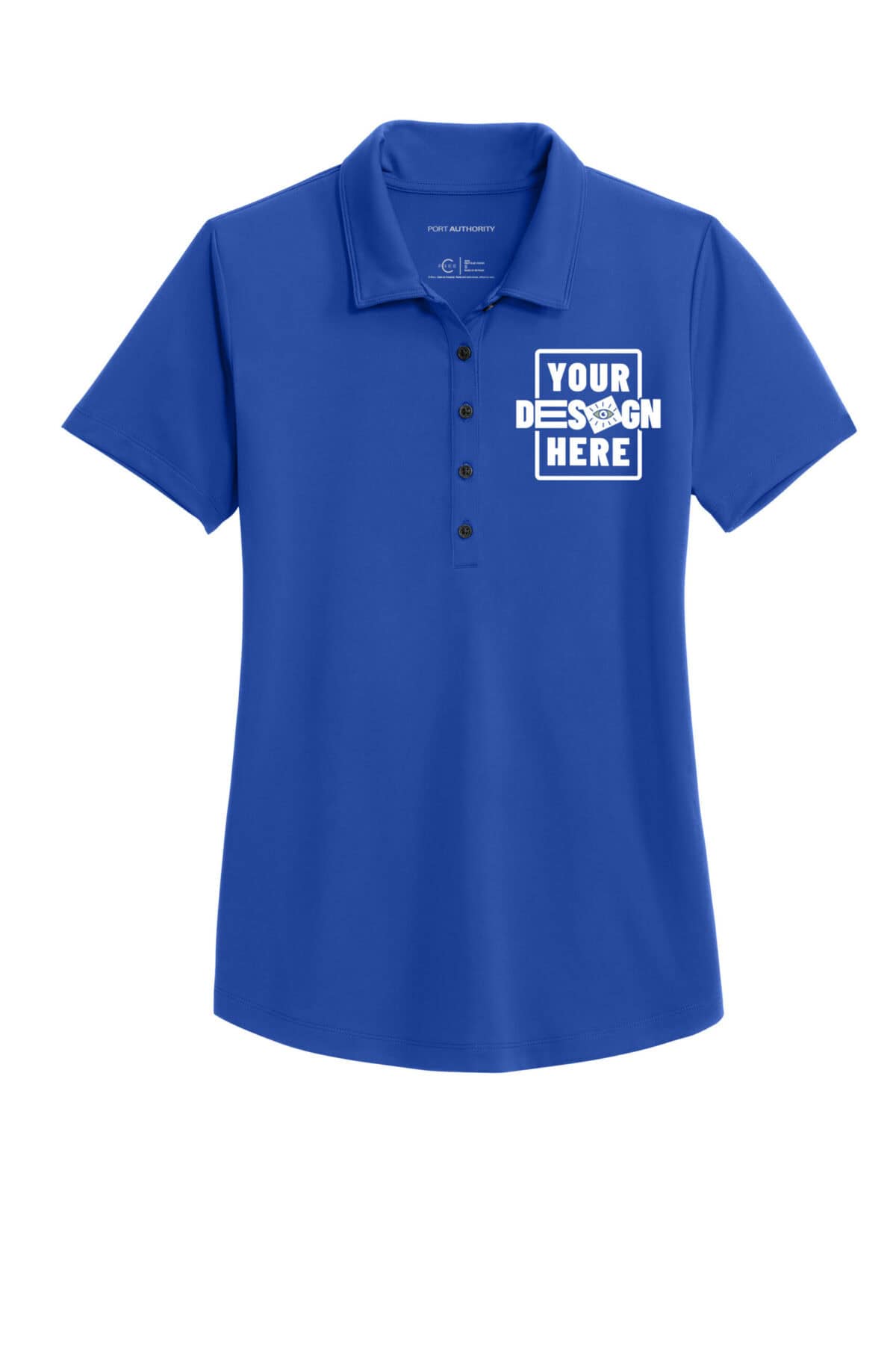 Custom green polo shirt with customizable design area for branding or logo.
